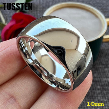New Arrival 10MM Domed PolishedWhite Tungsten Men's Comfort Fit Fashion Wedding Engagement Rings - The Jewellery Supermarket